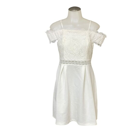 francesc'a Dresses & Skirts - Francescas White Off-The-Shoulder Lace Dress Size Small